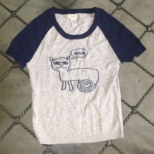 Abercrombie & Fitch short sleeve cat sweater merde